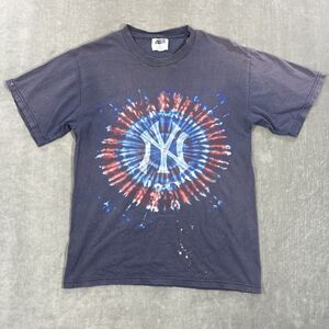 Vintage Y2K‎ New York Yankees Medium Navy Tie Dye T Shirt MLB